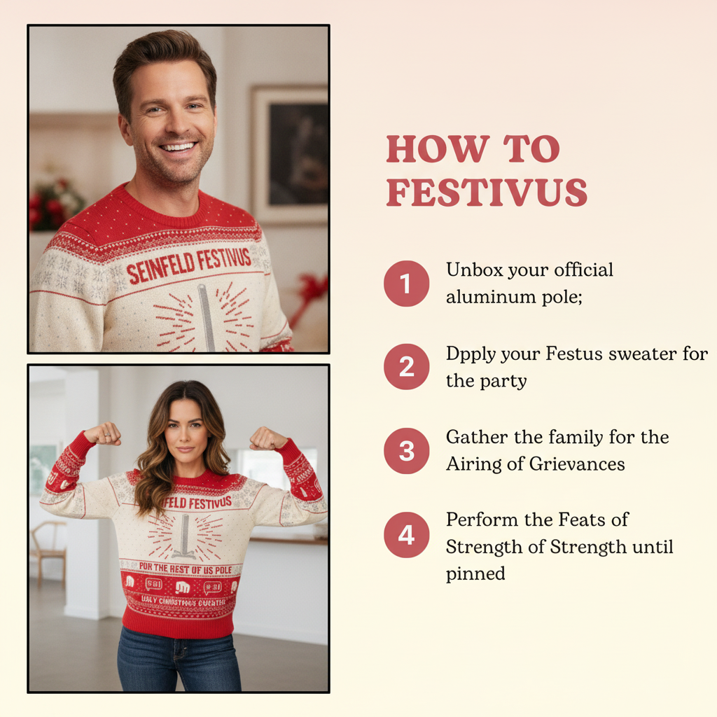 Seinfeld Festivus For The Rest Of Us Pole Ugly Christmas Sweater